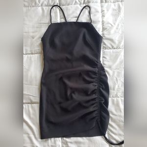 Zara Spaghetti Strap Ruched Mini Dress Women's S Black